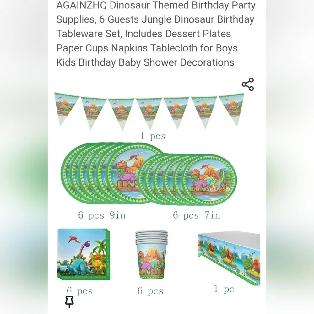 Dinosaur Birthday Party Pack For 6